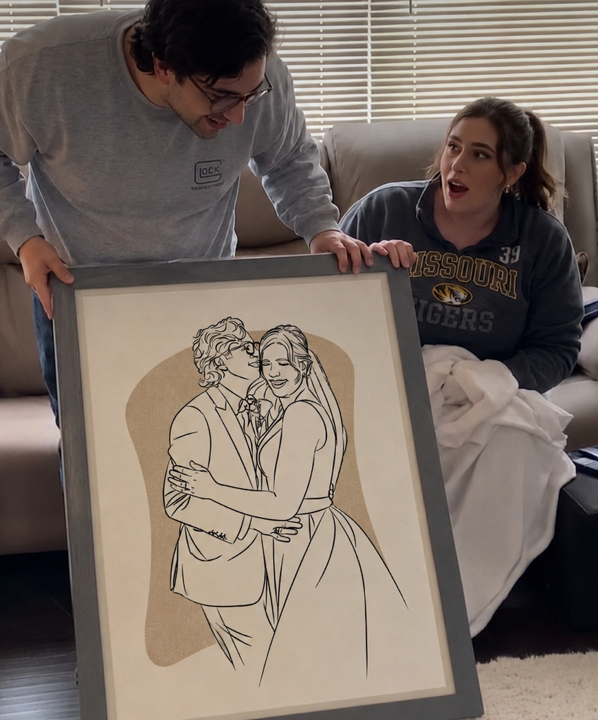 Hand-drawn line art portrait commissioned by Ashley