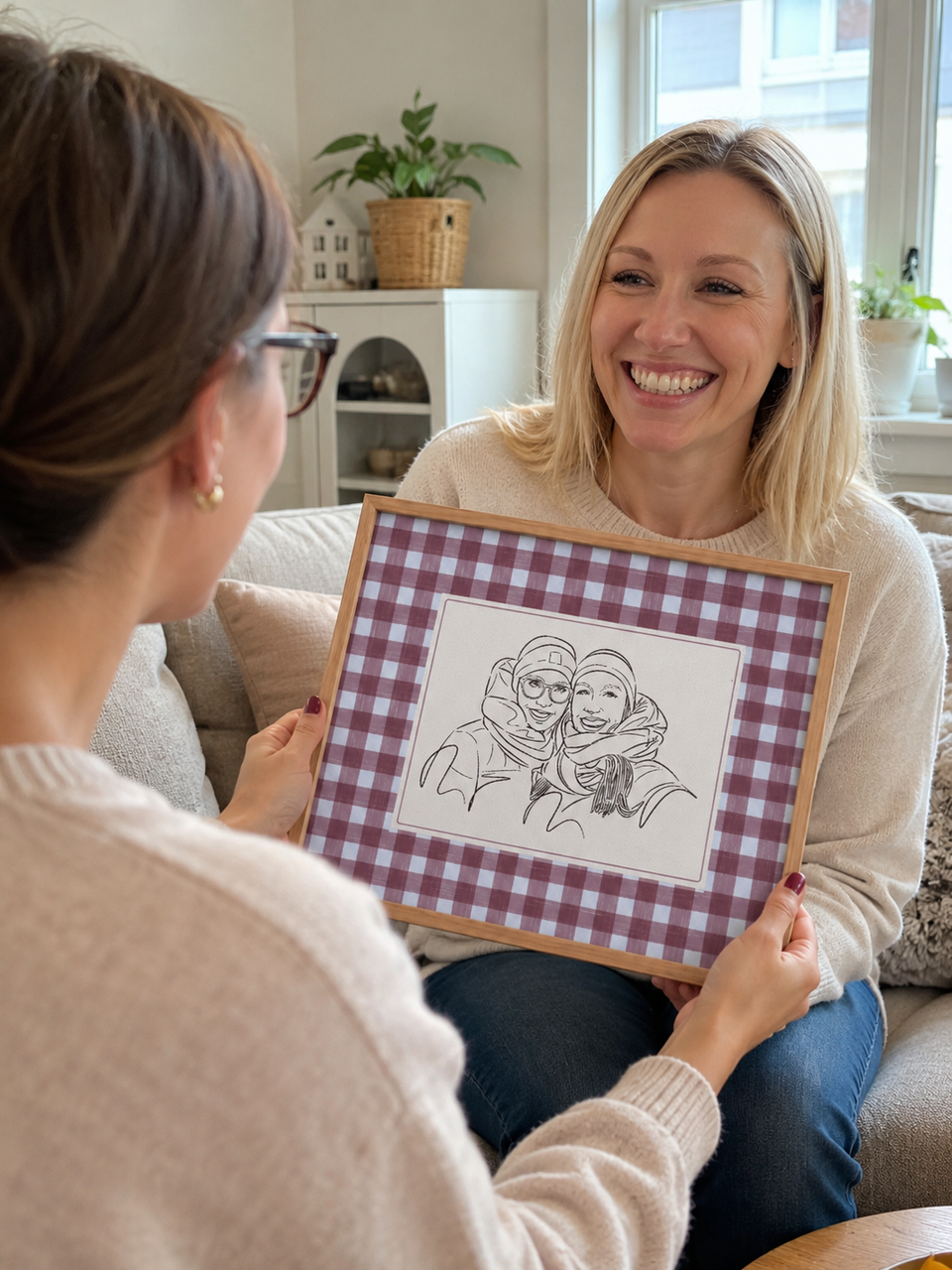 Hand-drawn line art portrait commissioned by Lauren K.