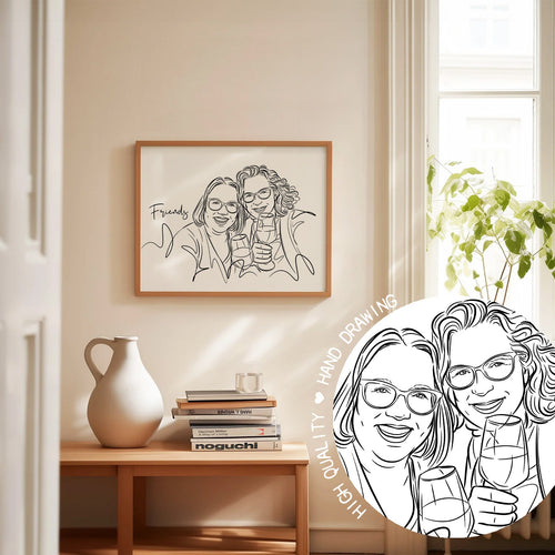 Custom Best Friend portrait example in Just Line style