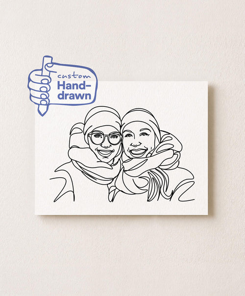 Custom Best Friend portrait example in One Line style
