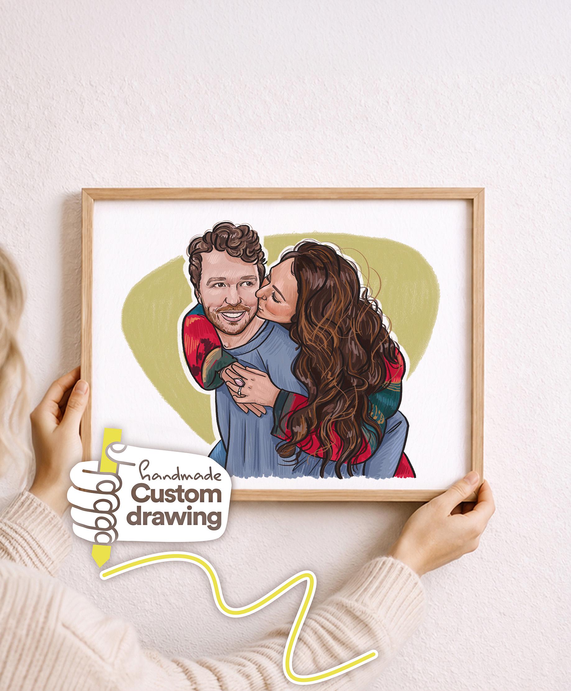 Custom Couple portrait example in Pastel Paint style