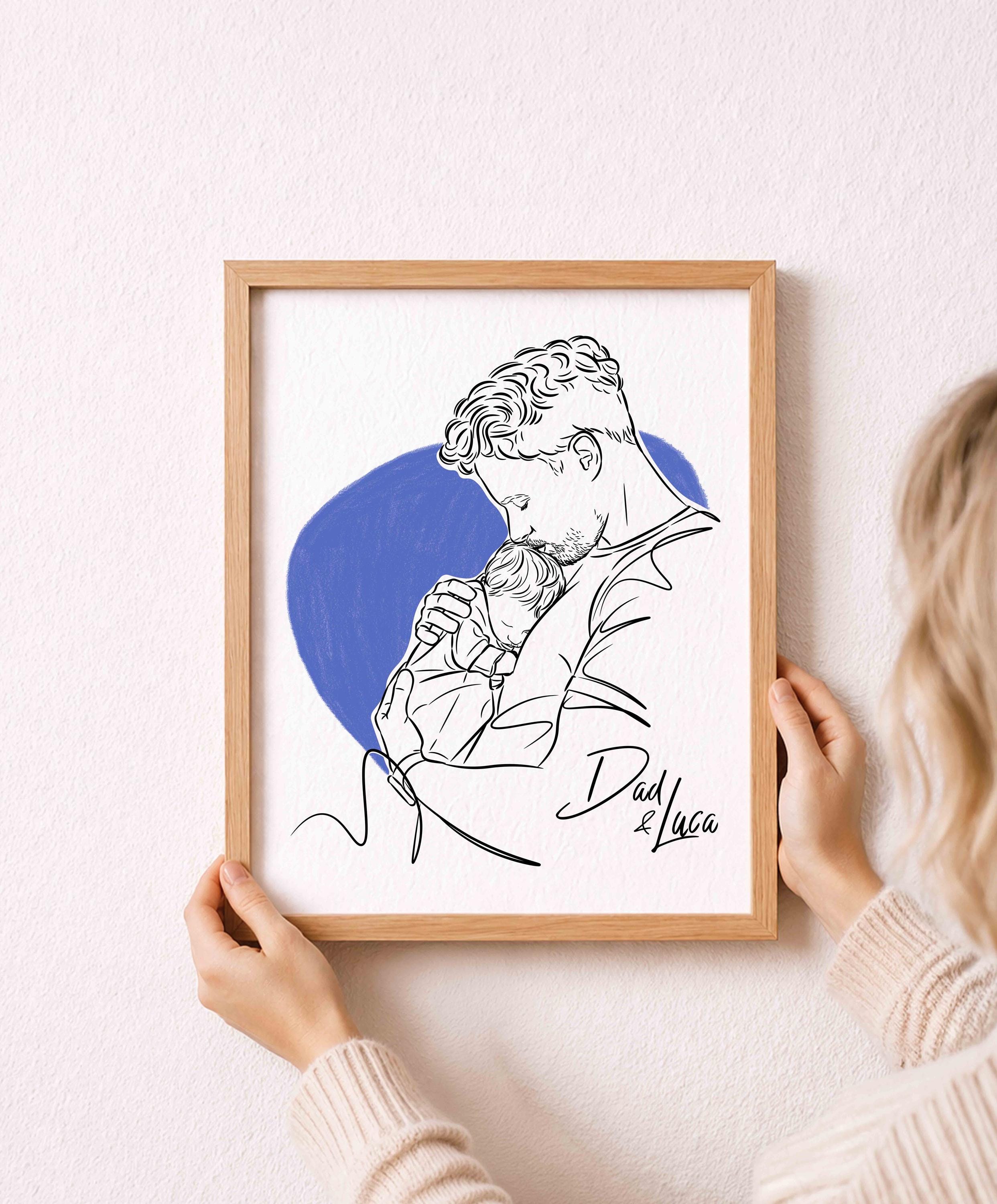 Custom Dad portrait example in Just Line style