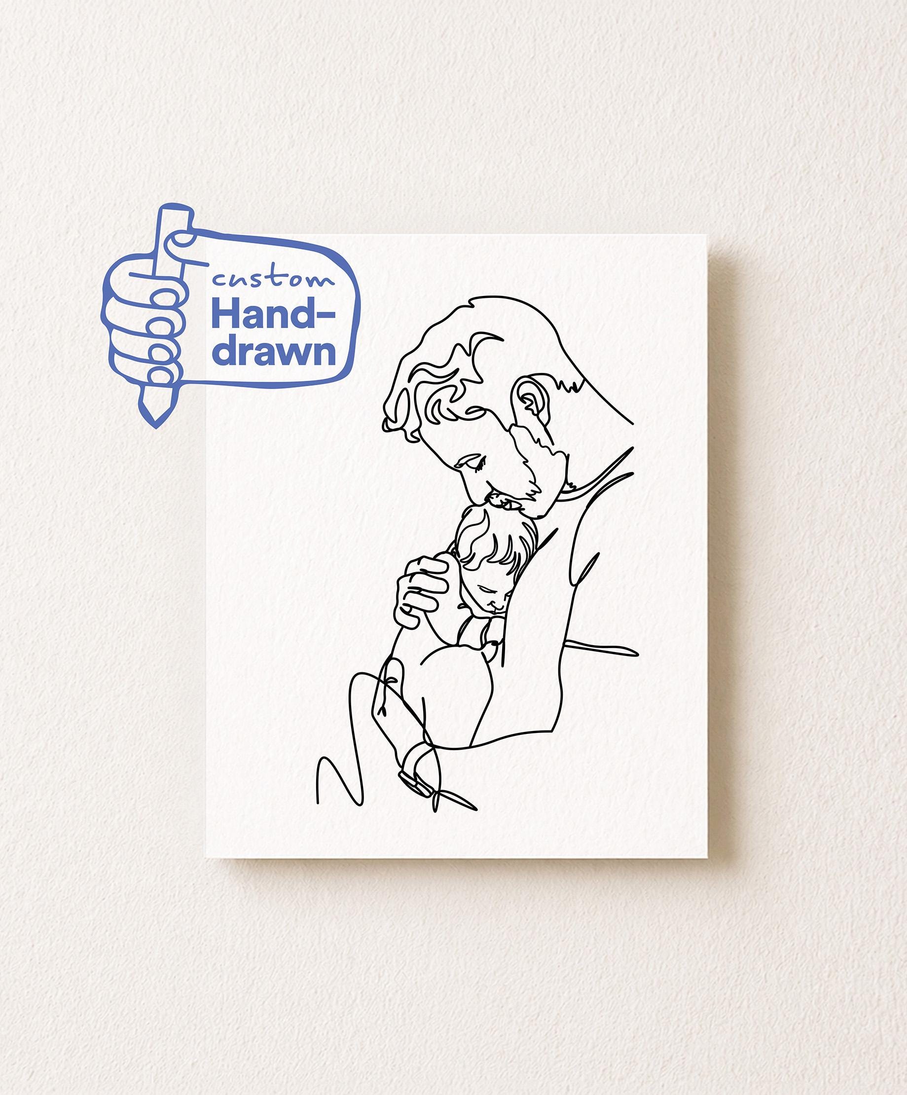 Custom Dad portrait example in One Line style