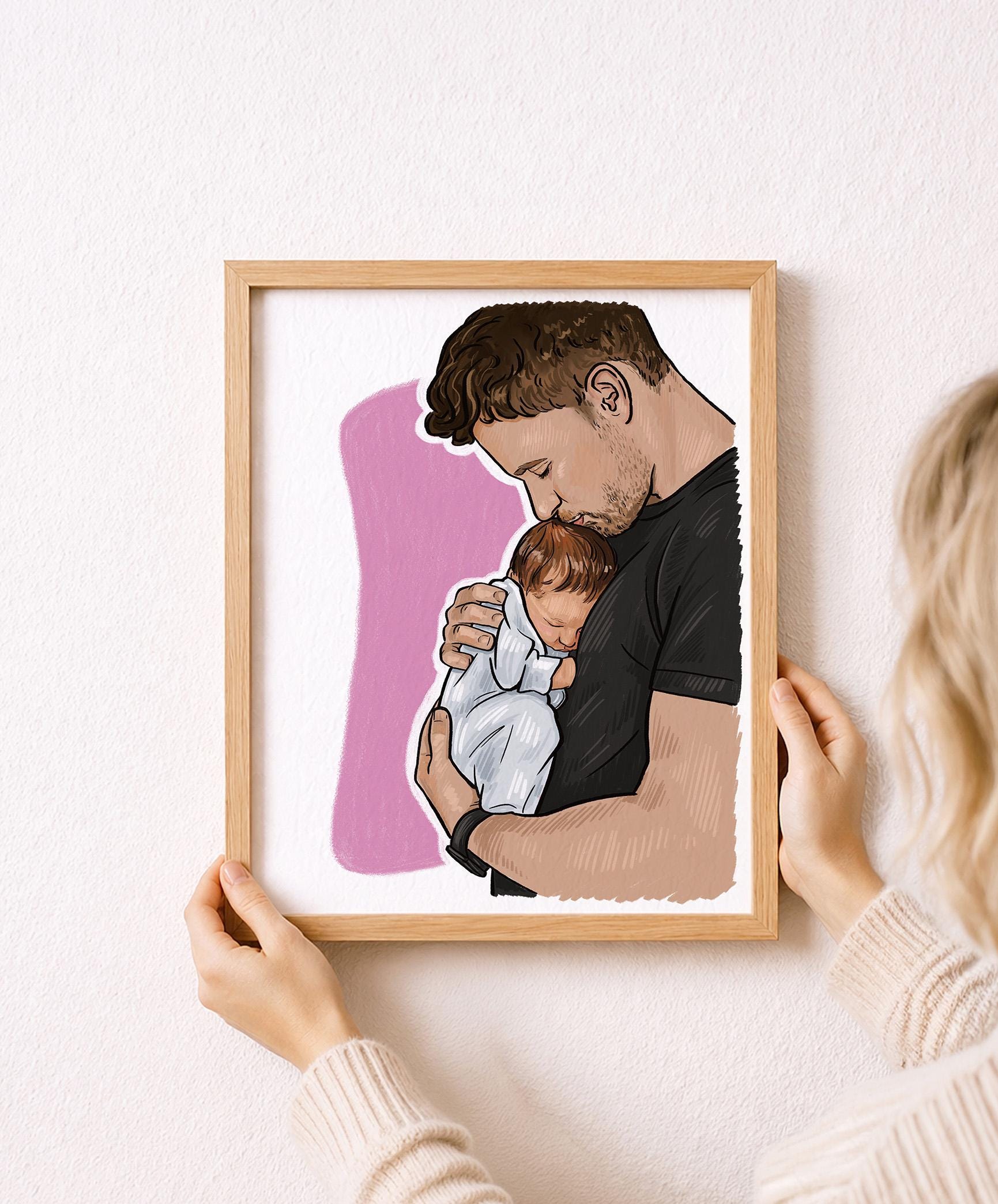 Custom Dad portrait example in Pastel Paint style