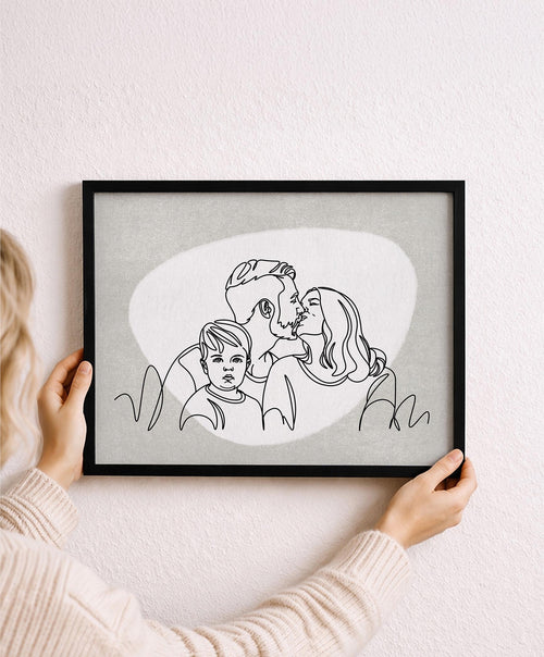 Custom Family portrait example in One Line style