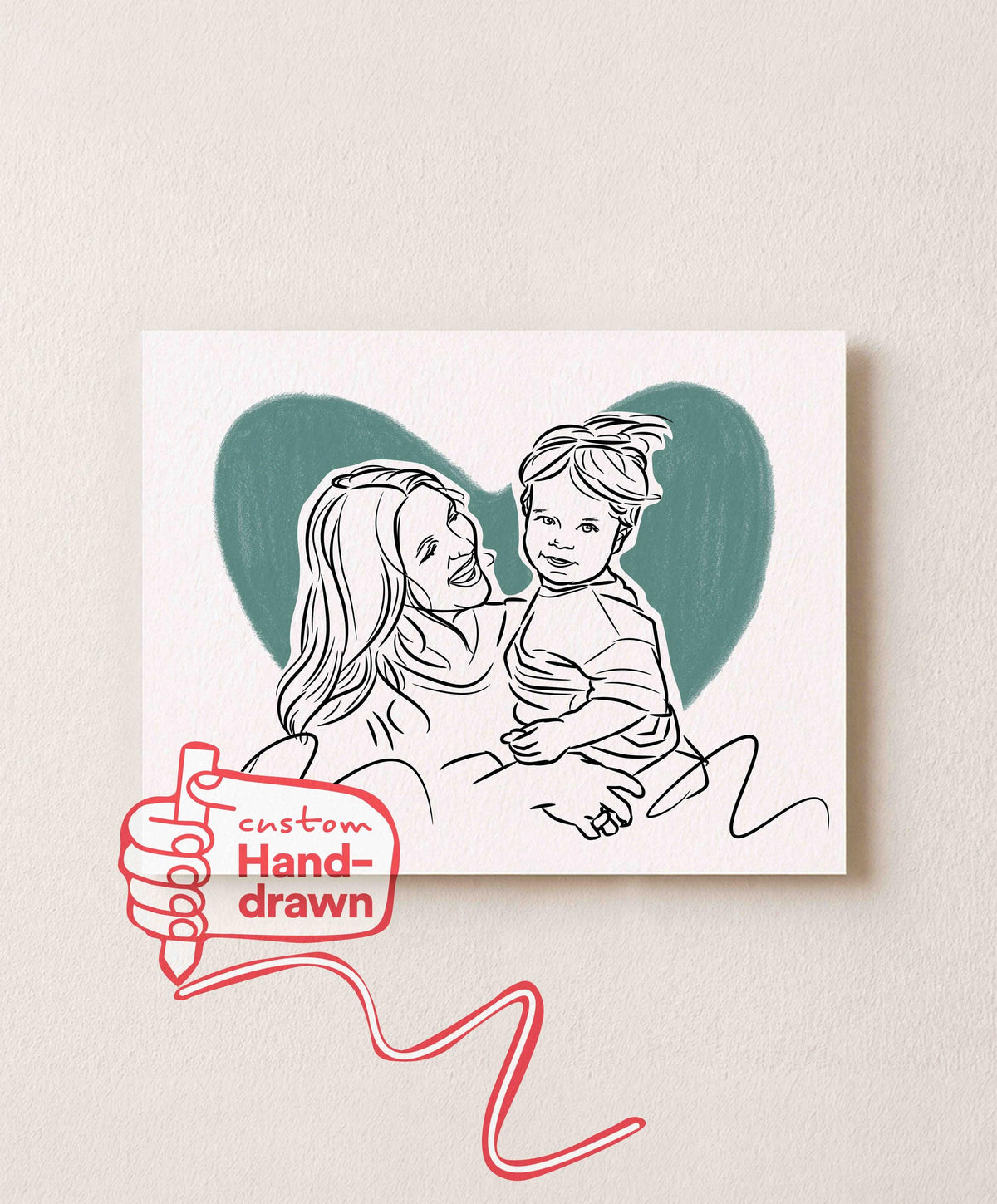 Custom Mom portrait example in Just Line style