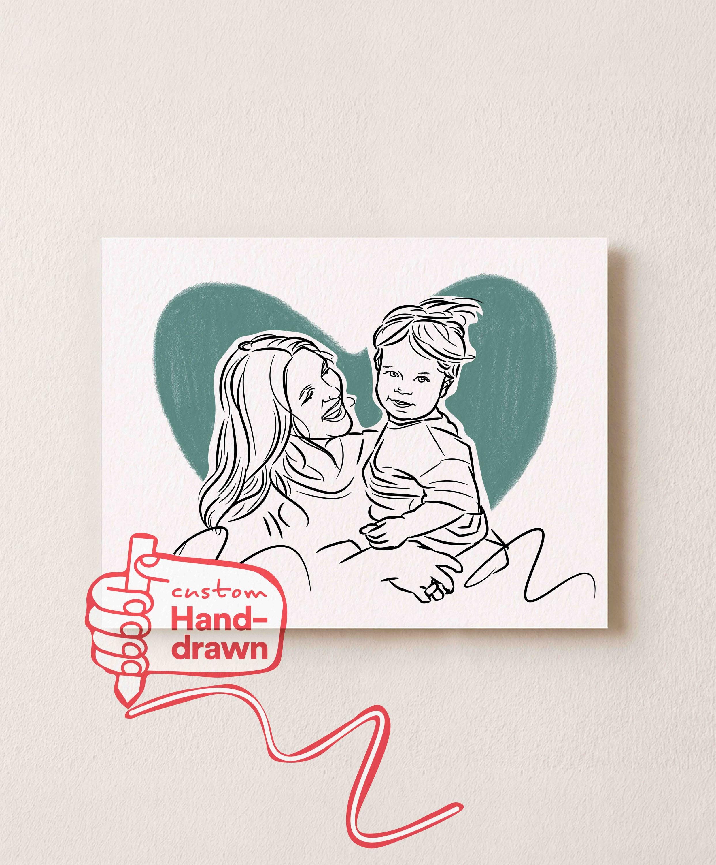 Custom Mom portrait example in Just Line style