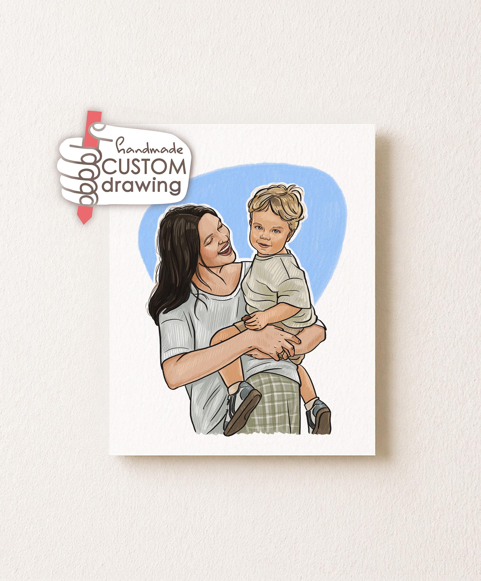 Custom Mom portrait example in Pastel Paint style