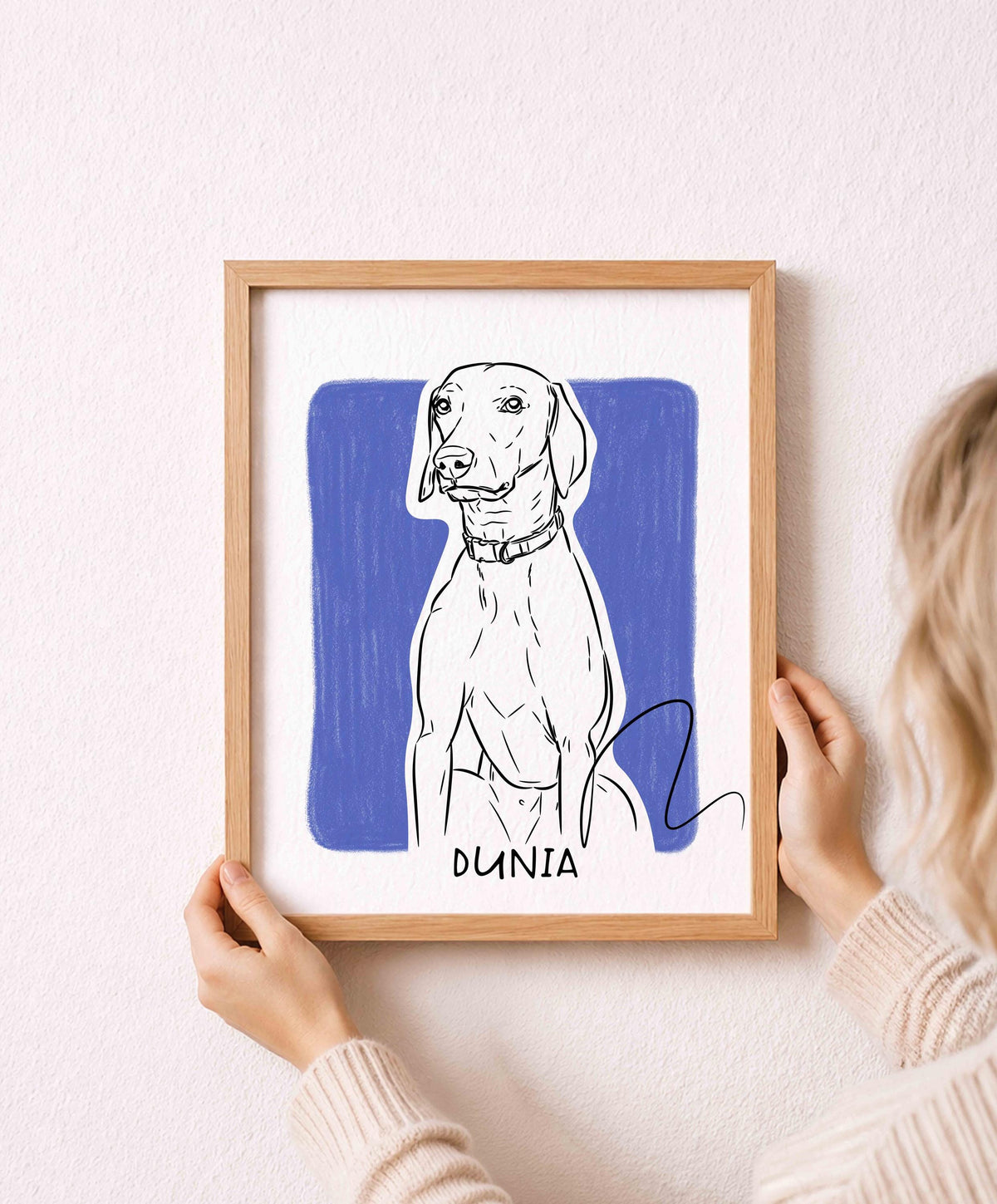 Custom Pet portrait example in Just Line style