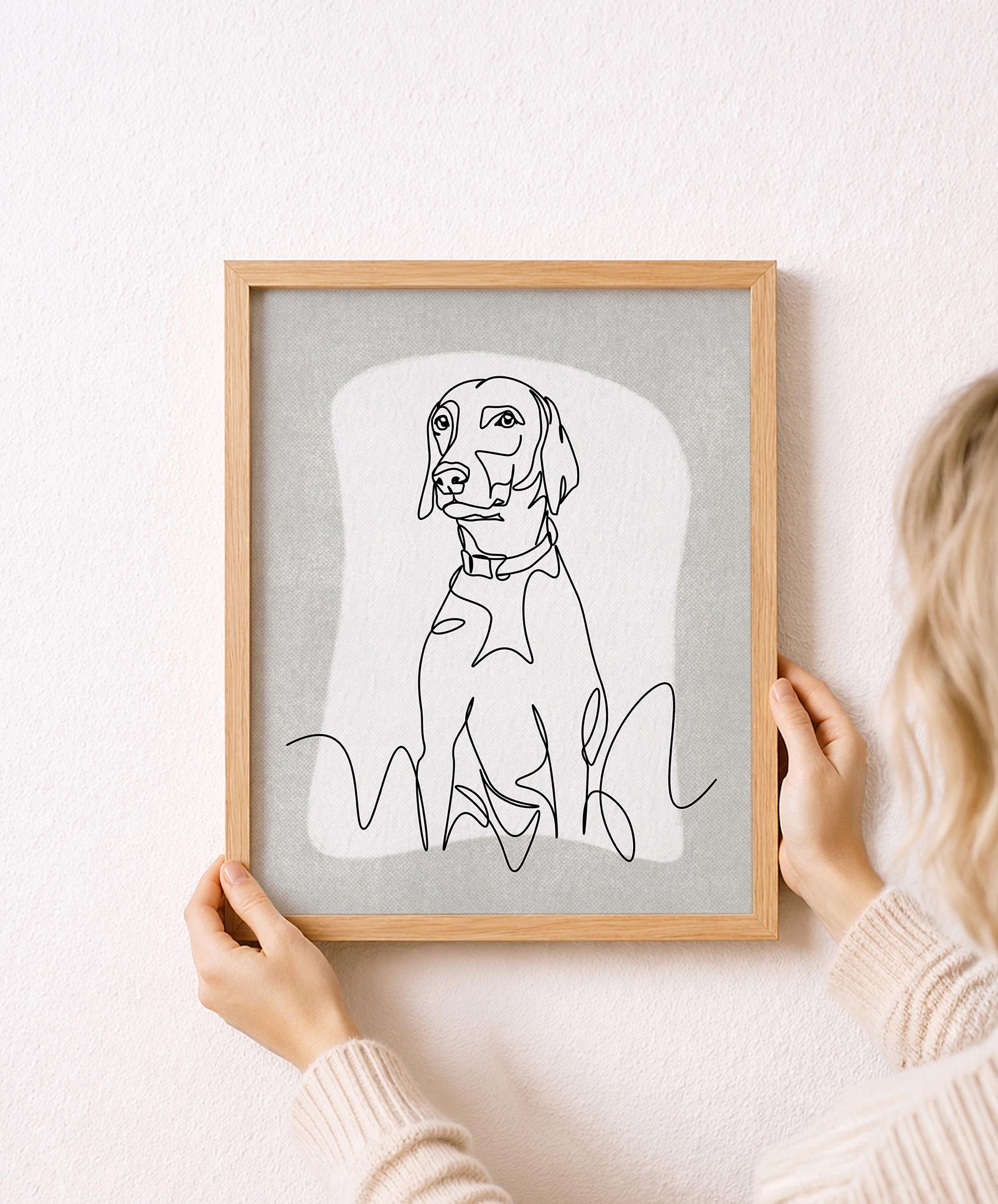 Custom Pet portrait example in One Line style