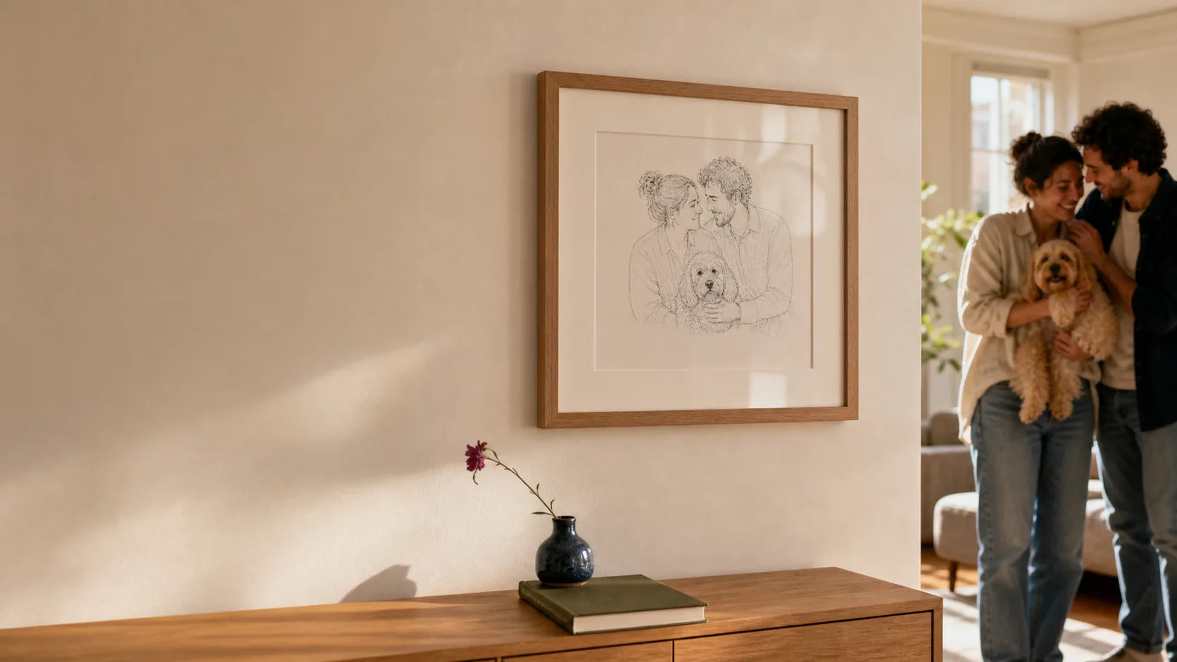 A finished portrait kept at home